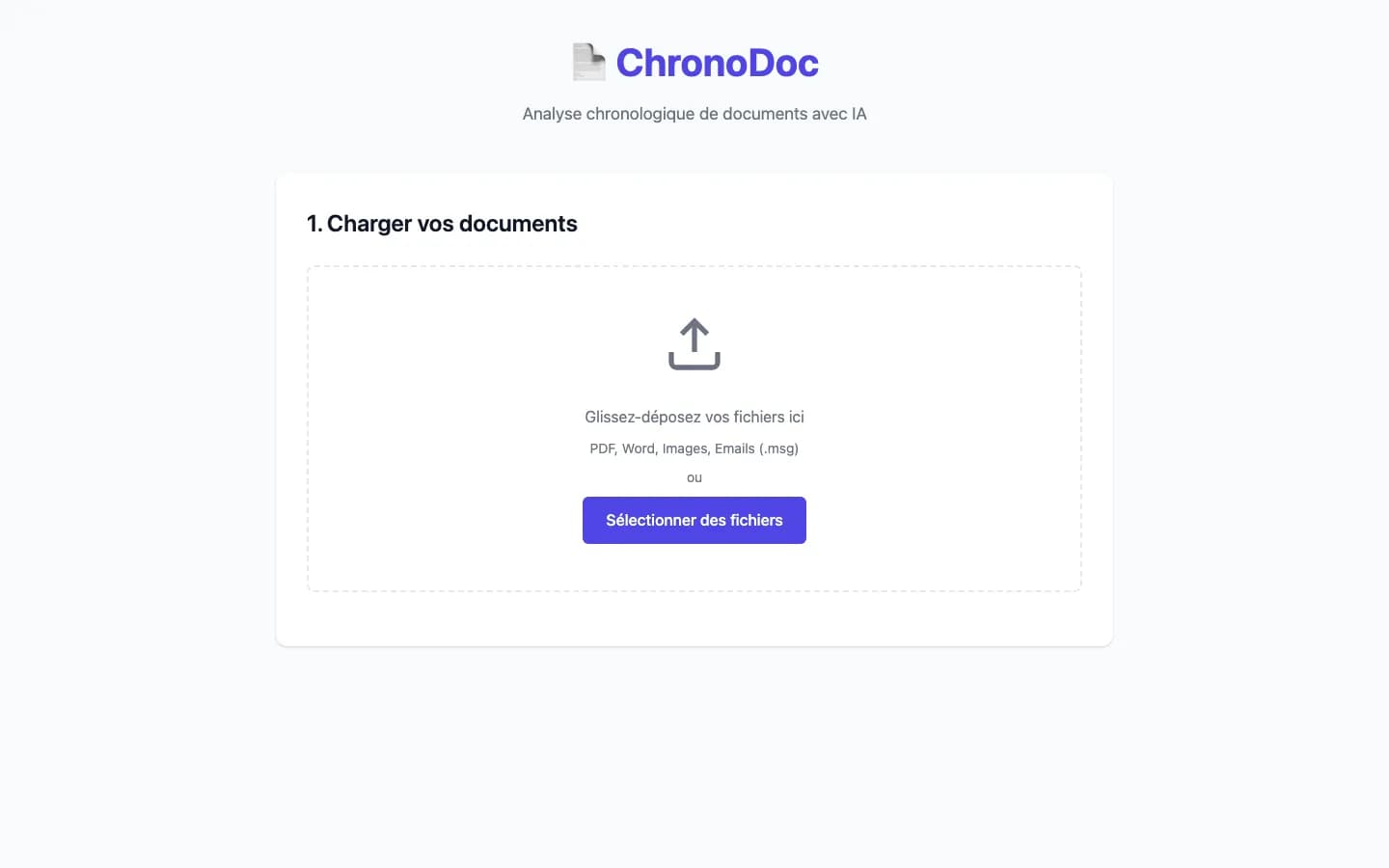 Zone de dépôt : PDF, Word, images et e-mails Outlook